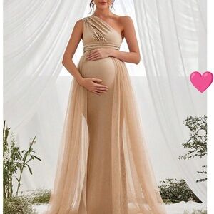Elegant One-Shoulder Maternity Gown
